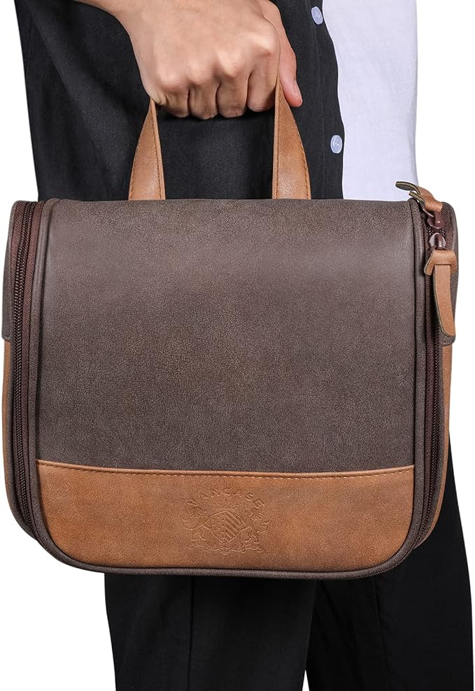 Hanging Toiletry Bag for Men VANCASE Vintage Leather Shaving Dopp Kit Medium - Image 8