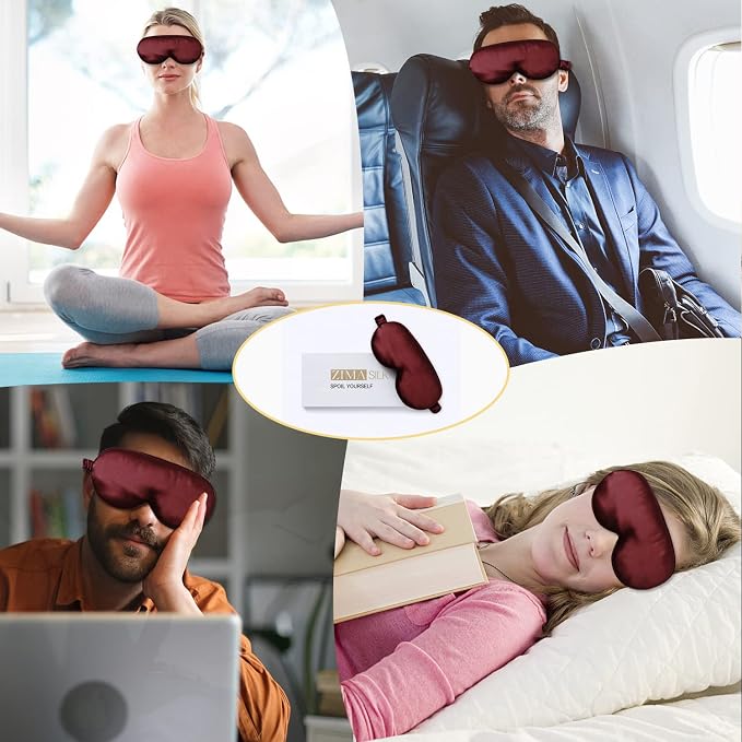 ZIMASILK Adjustable 22 Momme 100% Pure Mulberry Silk Sleep Mask, 3D Contoured - Image 6
