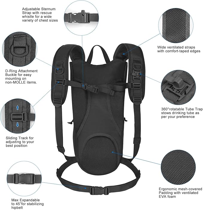 Unigear Tactical Hydration Packs Backpack 1050D - Image 3