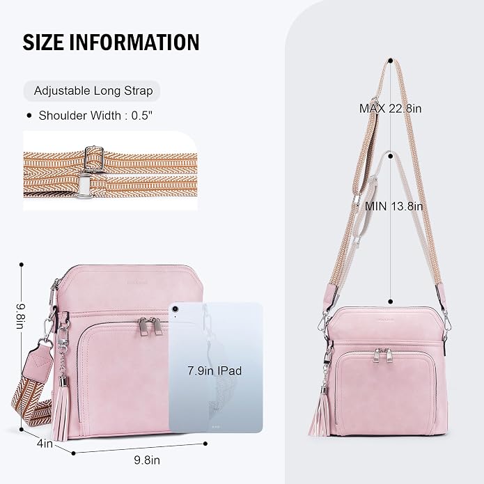 Crossbody Purse for Women, Lightweight Medium Crossbody Bag Soft Leather - Image 4