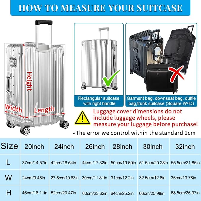 Yotako Clear PVC Suitcase Cover Tough Protector, 30 Inch Luggage Covers - Image 5