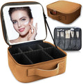 Makeup Bag with Led Mirror, Travel Makeup Organizer with 3 Color Setting by SUILU
