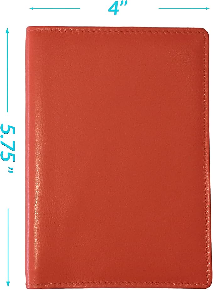 Personalized Monogrammed Orange Leather RFID Passport Wallet - Image 4