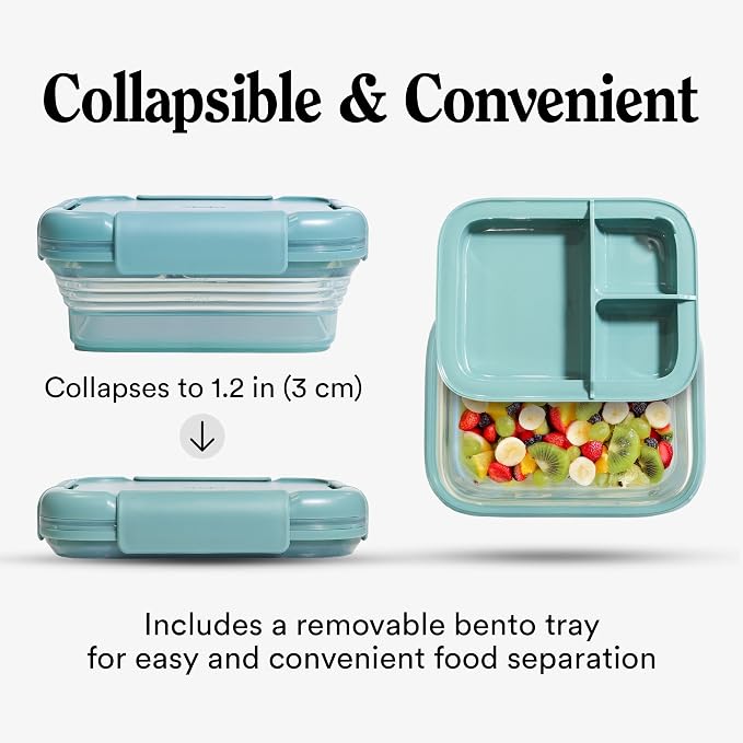 STOJO Collapsible Bento Box, Leak-Proof, Microwave & Dishwasher Safe, Premium - Image 2