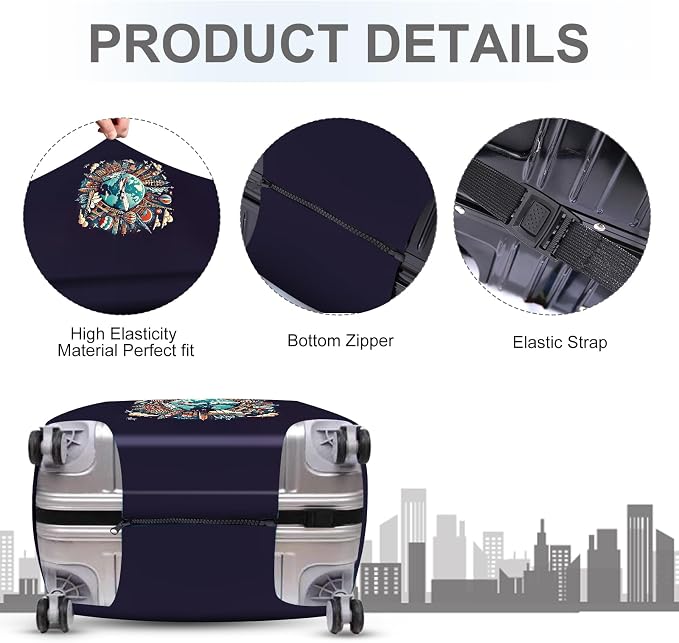 ANNA QUEEN World Landmarks Luggage Cover, Dark Travel-Themed Suitcase Protector - Image 4