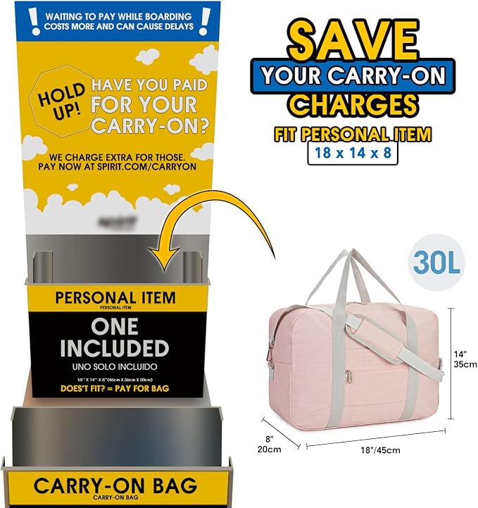 For Spirit Airlines Personal Item Bag 18x14x8 Foldable Travel Duffel Bag Tote - Image 2