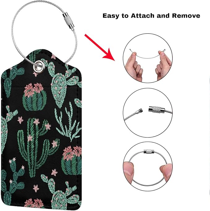 2 Pcs Cute Cactus Luggage Tags for Suitcases for Women Girls Boys Men Travel - Image 3