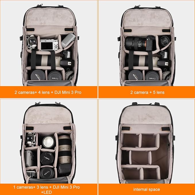 Besnfoto Camera Backpack for Photographer Expandable Waterproof Camera Bag for - Image 2