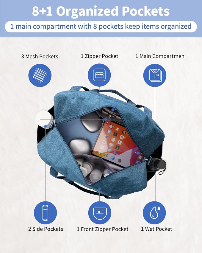 Narwey Carry on Bag 22x14x9 Airlines Approved, Carry on Duffle Bag - Image 4