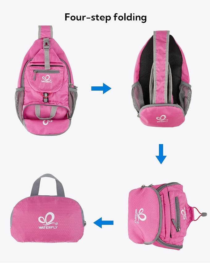 WATERFLY Packable Small Crossbody Sling Backpack Shoulder Chest Bag Daypack - Image 5