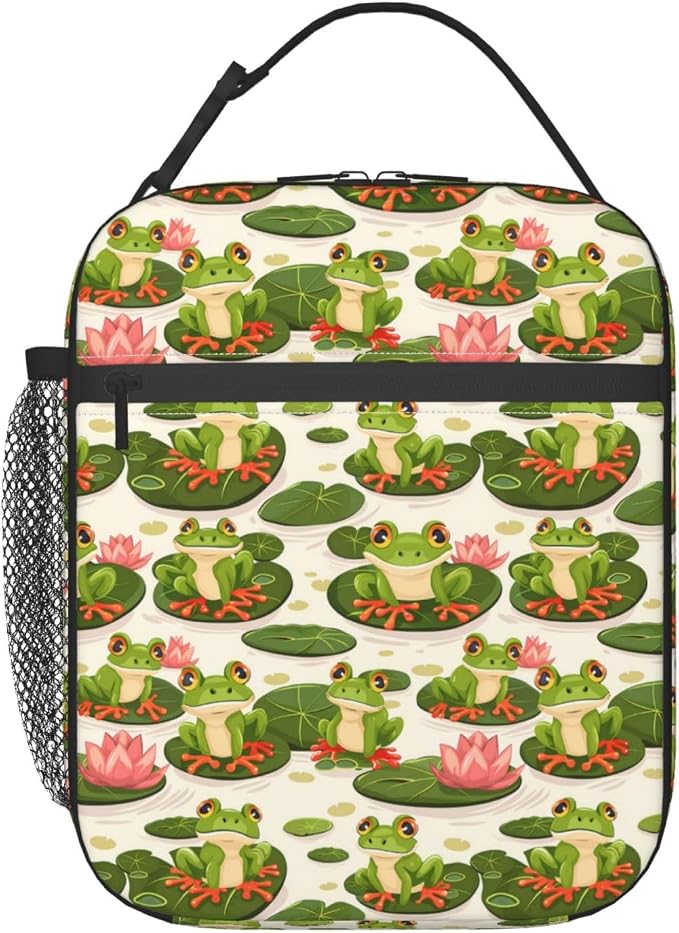 Frog Insulated Lunch Box for Women Men Frog Lunch Bag for Travel, or Fishing by cromcu