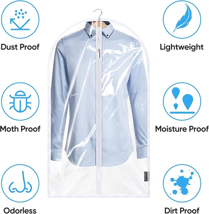 BALEINE 60'' Clear Garment Bags, 12 Packs PEVA Dress Bag - Image 3