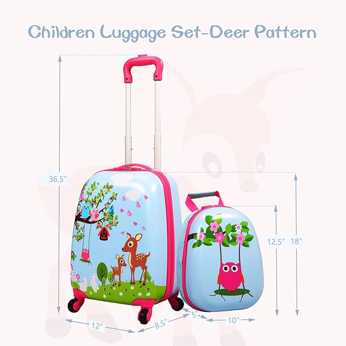 Sandinrayli Kid Luggage Set, 12” Backpack & 16” Kid Carry on Suitcase - Image 2