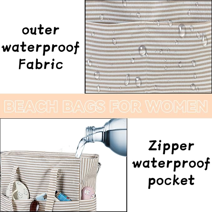 LEDAOU Beach Bag Waterproof Sandproof Women Tote Bag Pool Bag - Image 9