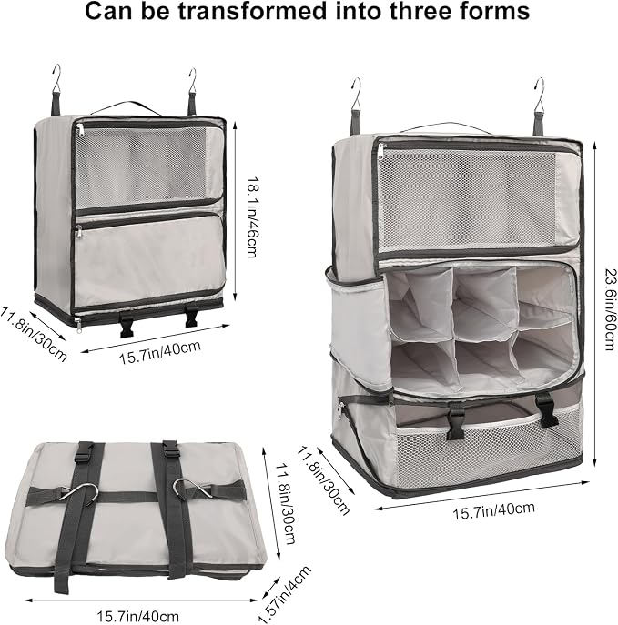 TABITORA Travel Portable Hanging Shelves Closet Organizer Packing Luggage - Image 3