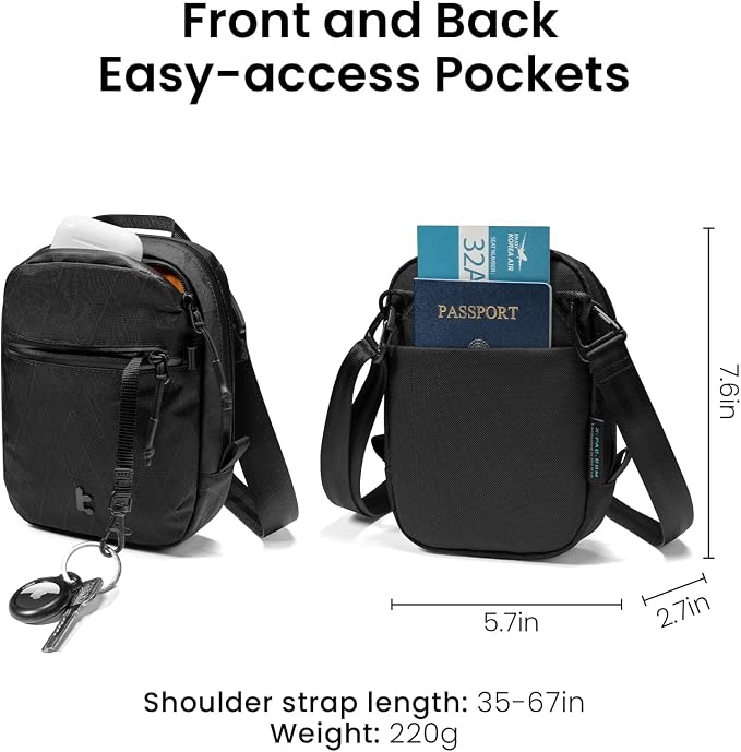 tomtoc Aviator-T37 X-Pac Travel Crossbody RFID Blocking Bag, Holds 4-6 Passports - Image 7