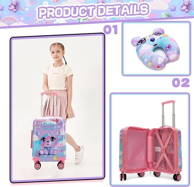 Kids Suitcase Set for Girls Hardside Luggage - Image 3