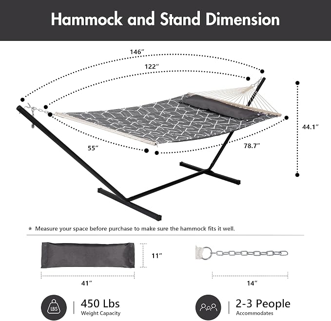 ANOW Double Hammock with Stand Included, 2 Person Hammock with Stand - Image 6