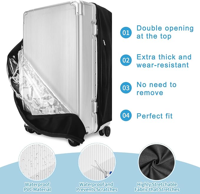 Yotako Upgraded Double Zippered Transparent PVC Suitcase Cover, No Disassembly - Image 2