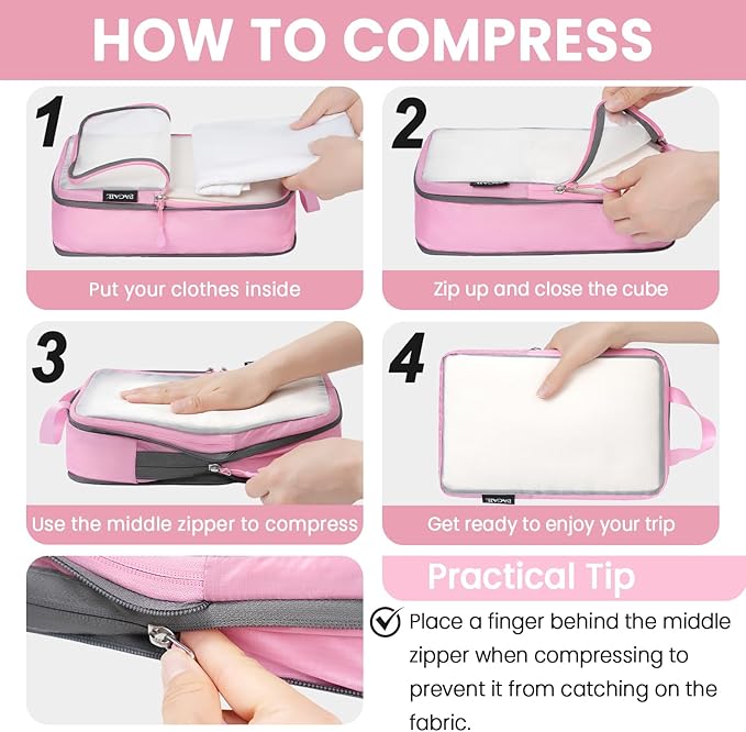 BAGAIL 6 Set Ultralight Compression Packing Cubes Packing Organizer - Image 4