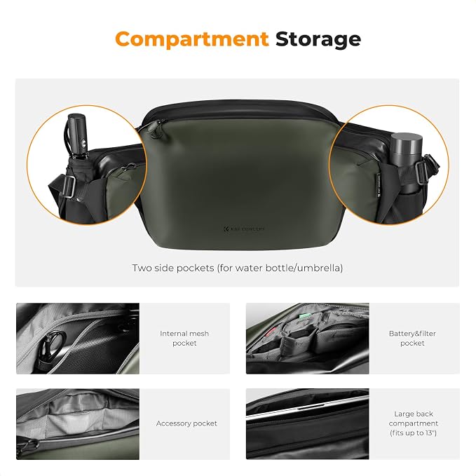K&F Concept 2 in 1 Sling Bag Everyday Shoulder Bag & Multifunction Photography - Image 4