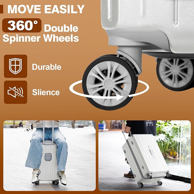Romswi Suitcase Set with TSA Lock Cup Holder, Hardside Spinner Suitcase with - Image 3