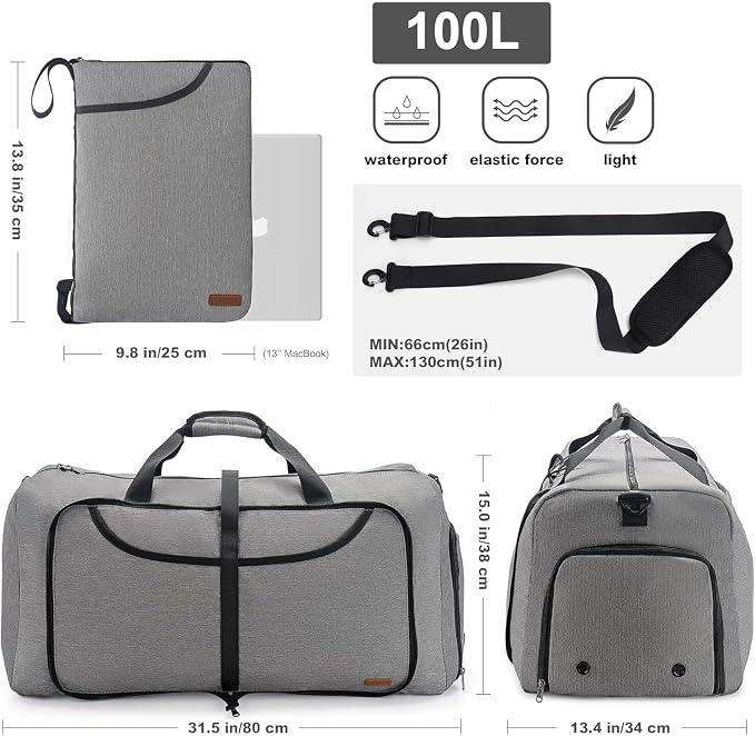 100L Duffle Bag for Travel, Large Foldable Waterproof Travel Duffel Bags - Image 2