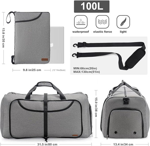 100L Duffle Bag for Travel, Large Foldable Waterproof Travel Duffel Bags - Image 2