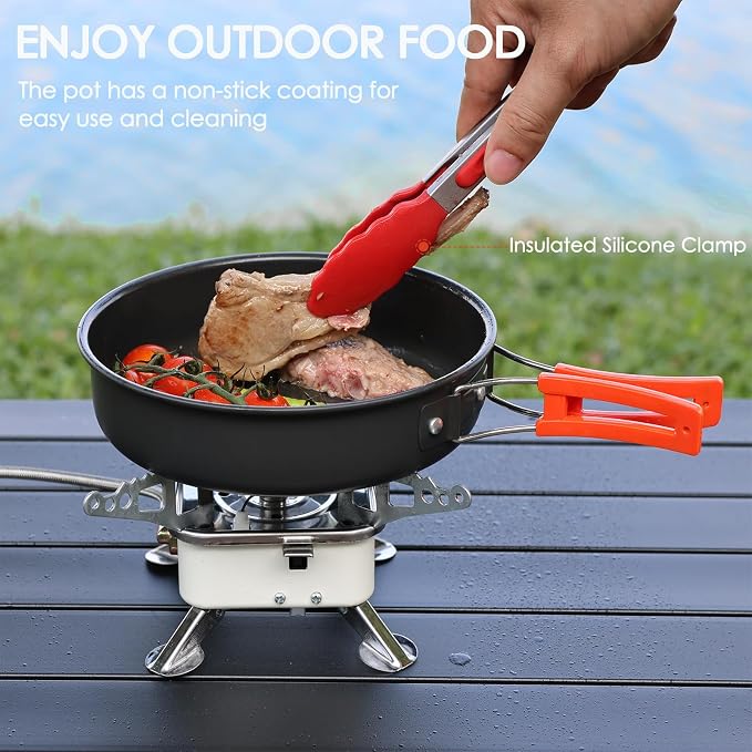 20Pcs Camping Cookware Mess Kit, Non-Stick Lightweight Camping Pots and Pans - Image 3