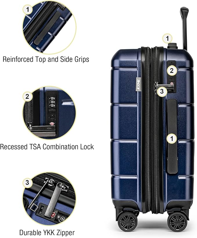 KYME Hardside Expandable Carry On Luggage 22x14x9 Airline Approved 20 Inch - Image 6