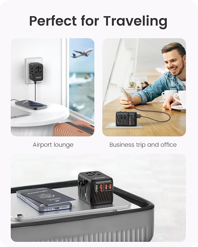 LENCENT Universal Travel Adapter, 65W GaN International Fast Charger - Image 7