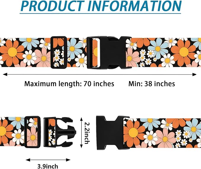 Orange Daisy Luggage Straps for Suitcases TSA Approved, Luggage Identifiers for - Image 2