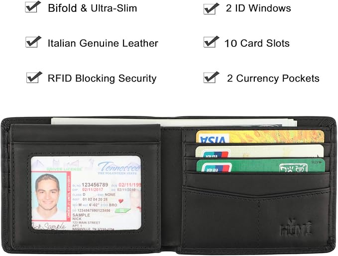 Wallet for Men-Genuine Leather RFID Blocking Bifold Stylish Wallet - Image 3