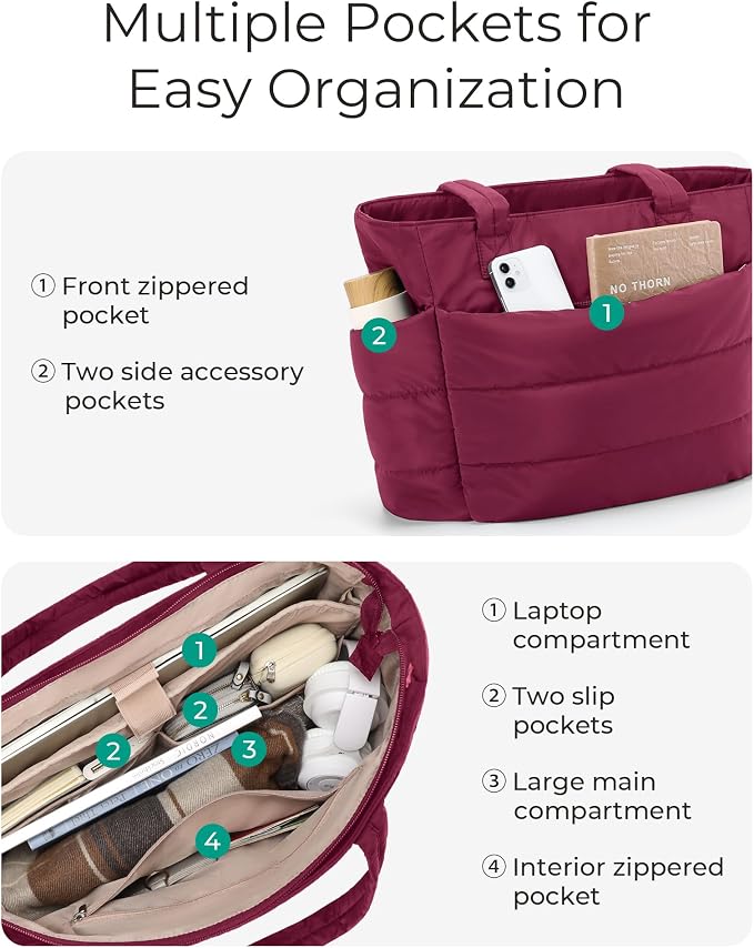 BAGSMART Tote Bag for Women, Lightweight Puffy Tote Bag - Image 4