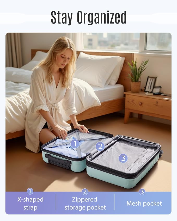 LIGHT FLIGHT Luggage Sets, 3 Piece Durable Suitcase Set - Image 9