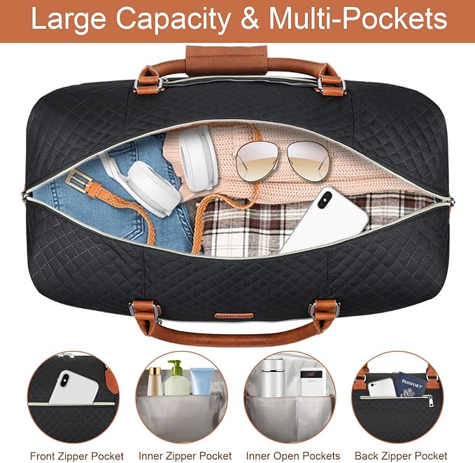 Weekender Bag for Women, Travel Duffel Bag Carry On Overnight Bag - Image 5