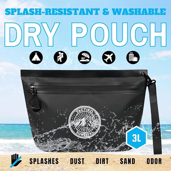 3-Pack Tactiko Heavy-Duty Splash Water Resistant Zipper Pouches - 3 L Hold-All - Image 2
