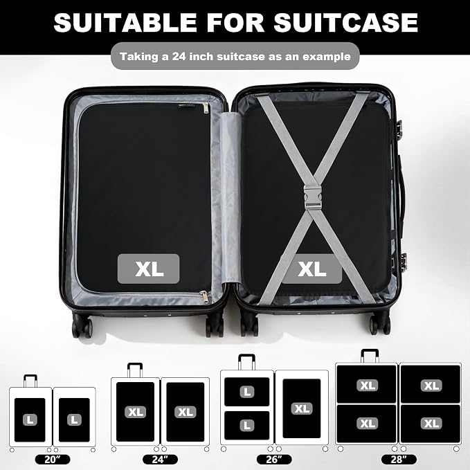 Compression Packing Cubes for Travel Essentials, 2 Pack Expandable Travel Cubes - Image 5