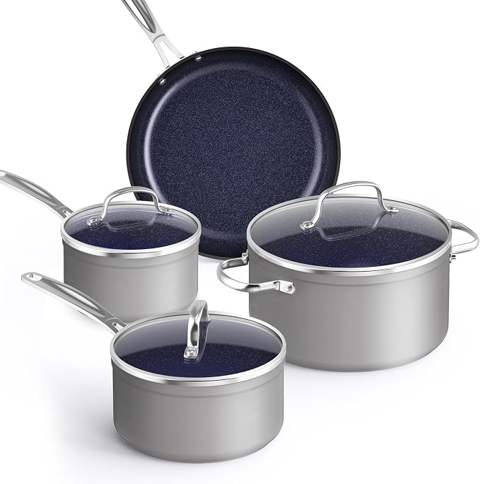 Nuwave Healthy Duralon Blue Ceramic Nonstick Coated 7pc Cookware Set, by NuWave