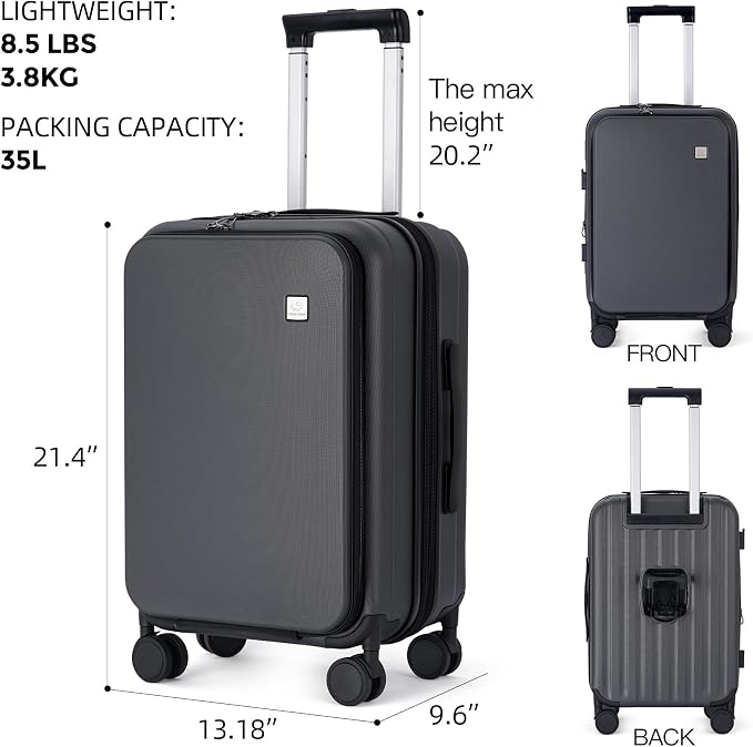 BISON DENIM 20 Inch Carry On Luggage, PC Lightweight Hardside Expandable - Image 2