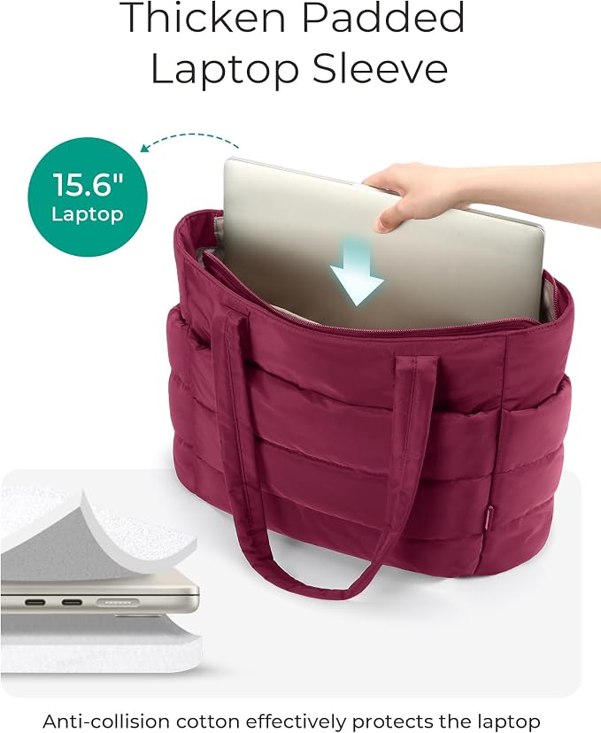 BAGSMART Tote Bag for Women, Lightweight Puffy Tote Bag - Image 5