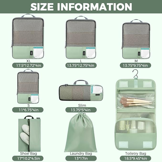 BAGAIL 4 Set/6 Set/8 Set Compression Packing Cubes Travel Accessories - Image 2