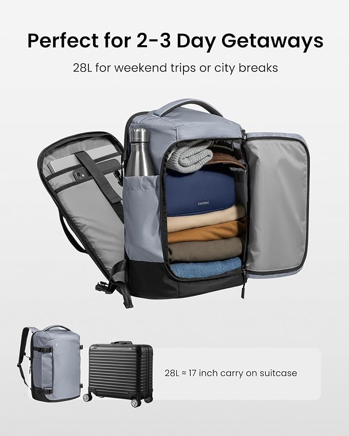 tomtoc Travel Backpack 28L, TSA Friendly Flight Approved Carry-on Luggage Hand - Image 3
