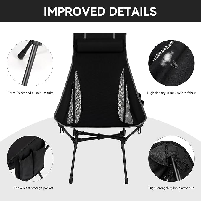 Portable High Back Camping Chair, Support Heavy Duty 440 lbs, Lightweight - Image 5