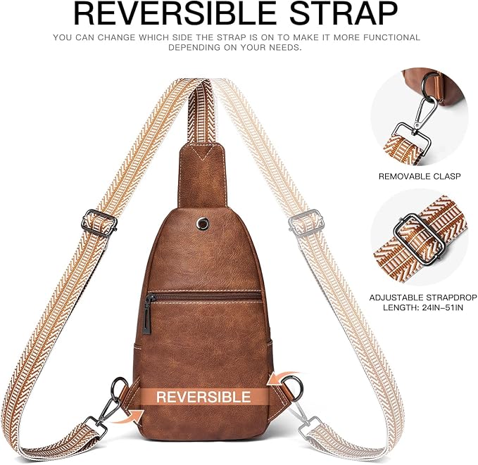 7L Sling Bag for Women Men Leather Small Sling Backpack Daypack Anti Theft - Image 7