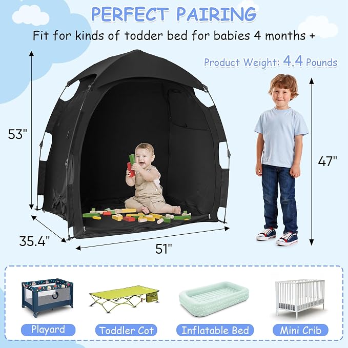 Sleep Tent for Pack N Play, Baby Sleep Tent One-Click Assembly Effective Light - Image 5
