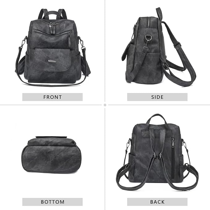 PU Leather Backpack Purse for Women Fashion Multipurpose Design Handbag Ladies - Image 3
