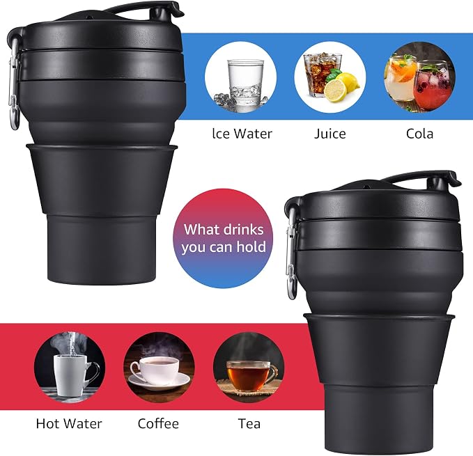 Collapsible Coffee Cup, 20 OZ 600ml Silicone Travel Folding Cup, Leak Proof BPA - Image 3