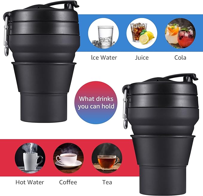 Collapsible Cup for Traveling, 20 OZ 600ml Large Silicone Folding Camping Mug - Image 3