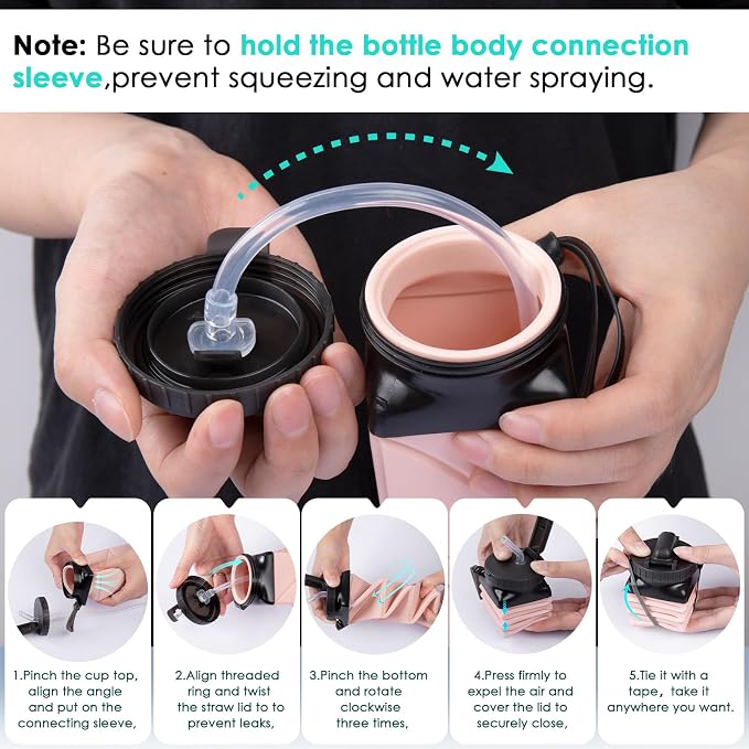 Collapsible Water Bottles 20.6oz Foldable Water Bottle BPA Free Reusable - Image 2